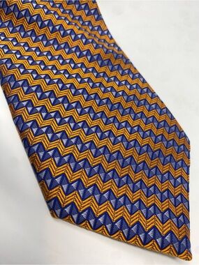 ROBERT TALBOTT Estate Orange and Blue Woven Silk Necktie NWT